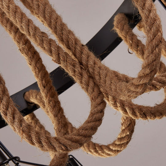 Vintage Loft American Hemp Rope Pendant Lamp Retro Industrial Hanging Lights Fixture Chandelier