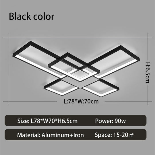 Modern Led Chandeliers Lamp For Living Room Bedroom Study Indoor Gold/Black Color Ceiling Free
