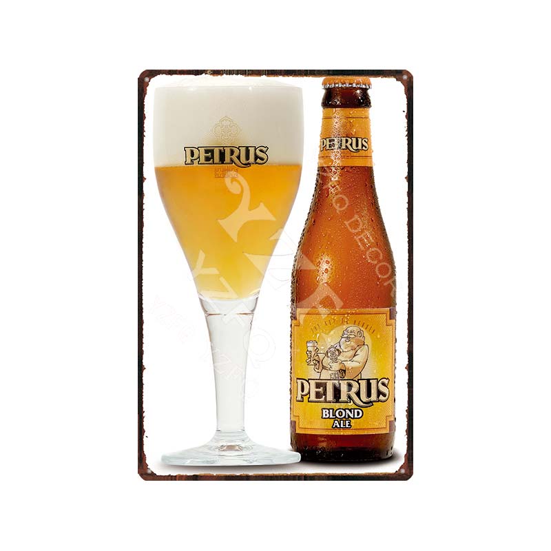 Vintage Belgium Beer Tin Signs: Vedett Petrus Retro Metal Plates Du - 9173 / China 20X30Cm Wall