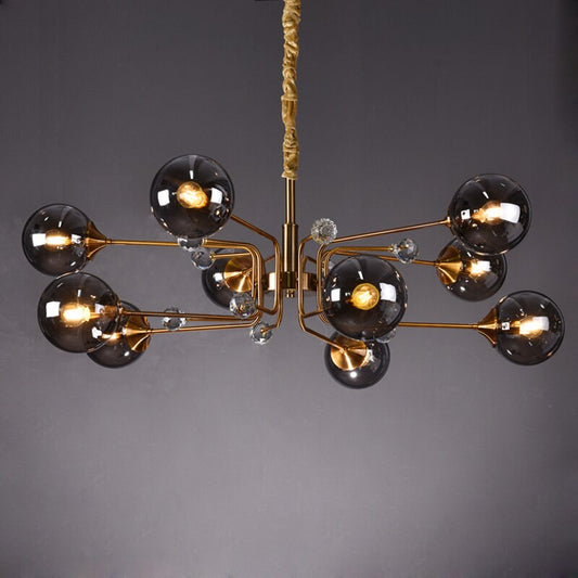 Luxury Modern Magic Bean Molecule Chandelier Amber/Smoke Gray Glass Led Indoor Lighting Restaurant