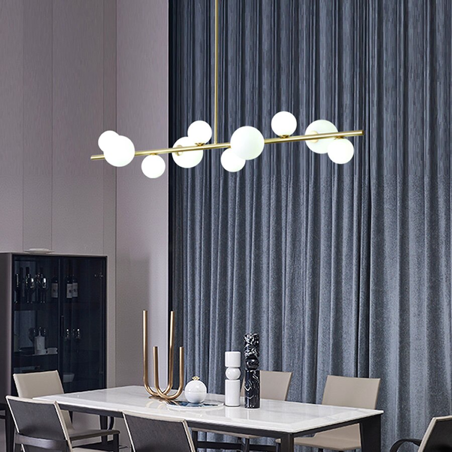 Horizontal Ceiling Hanging Chandelier Lights Kitchen Island Linear Bar Pendant Lamp Dining Room