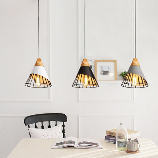 Modern Industrial Lamp Loft Wood Pendant Lights Nordic Iron Hanging Kitchen Bedroom Dining Room