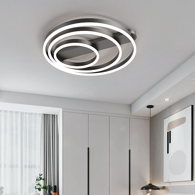 Acrylic Bedroom Ceiling Lamp Household Aluminum Living Room Led Golden Three Circles Round Warm