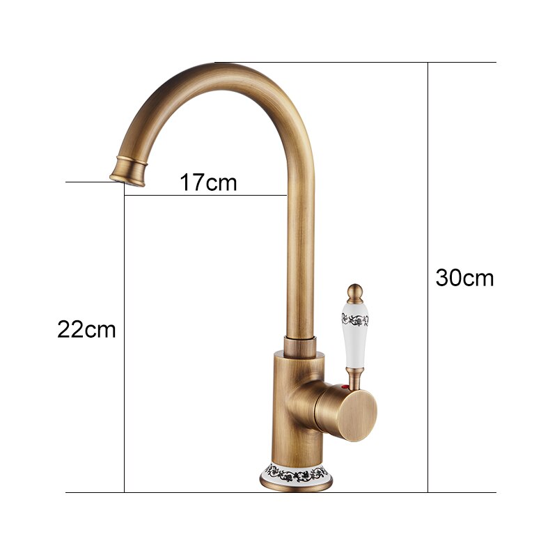 Antique Bronze Kitchen Faucet Hot Cold Water Mixer Crane Deck Mounted Single Hole Sink Tap 360