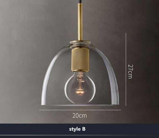 American Retro Edison Led Pendant Lights - Clear Glass Suspend Lamp With Gold Metal Chandelier