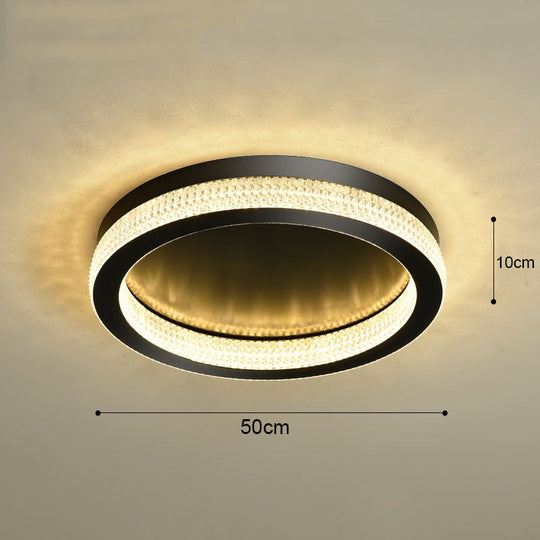 Modern Luxury Black Gold Round Chandelier Crystal Ceiling Lamp Led For Living Room Bedroom Home