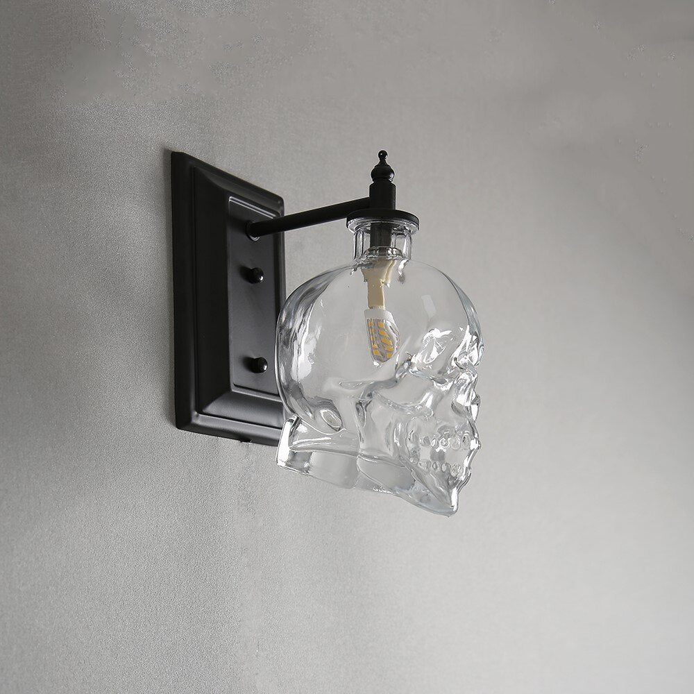 Nordic Loft Industrial Light Designer Retro Skull Glass Wall Lamp Vintage Bracket Lights Corridor