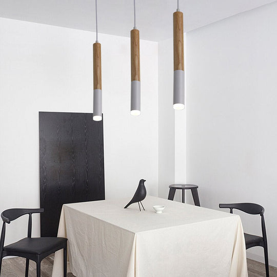 Wood Led Pendant Light 7W Hang Lamp Dining/Living Room Kitchen Island Shop Bar Cafe Droplight Long
