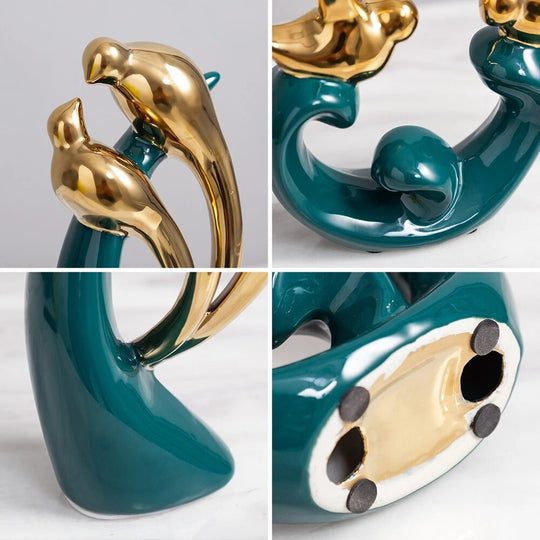 Nordic Love Bird Figurines - Modern Ceramic Statues For Living Room Home Decoration Decor Essentials