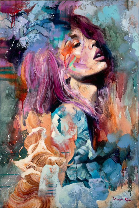Abstract Woman Portrait Graffiti Canvas - Modern Art For Living Room Decor 40X60Cm Unframed / Jk757