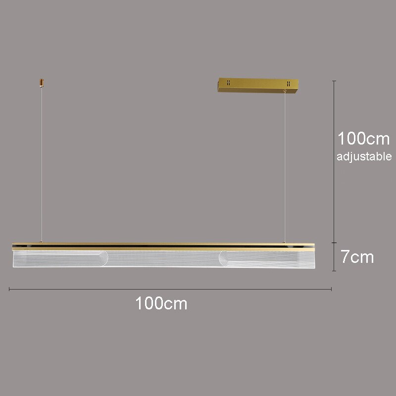 Nordic Modern Minimalist Rectangular Acrylic Dining Room Chandelier Living Iron Cord Pendant