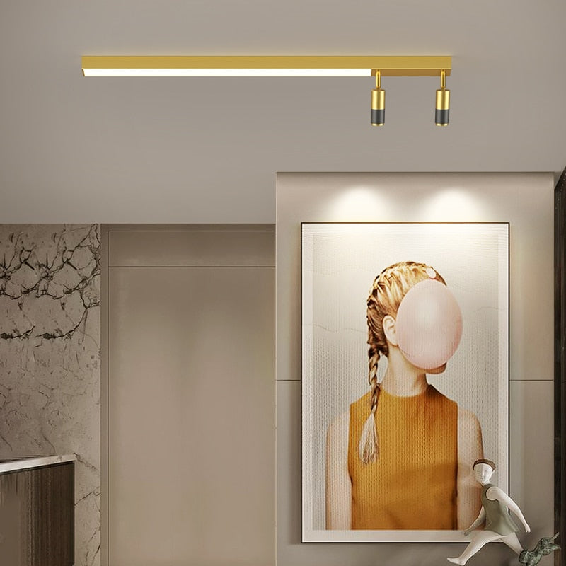 Modern Long Led Chandeliers Lamp Suitable For Bedroom Corridor And Dining Room Black Gold Frame 80