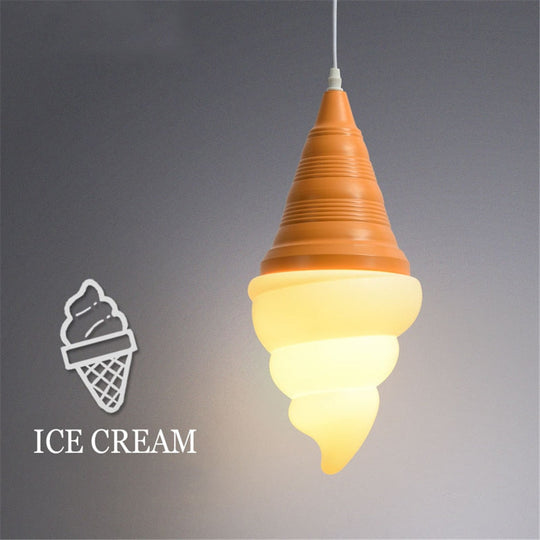 Dessert Shop Ice Cream Cones Pendant Lights Creative Children Led Hanging Lamp Kids Room Light