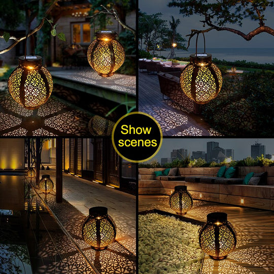 Retro Hollow Solar Lanterns: Unique Hanging Decor For Gazebos And Patios Lights
