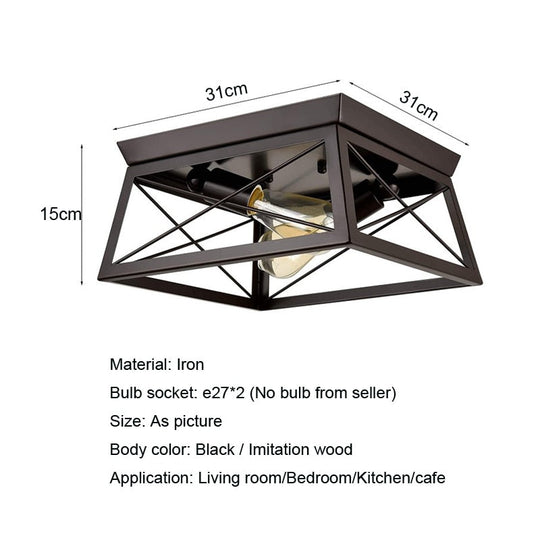 American Retro Industrial Ceiling Lamp Farmhouse Corridor Dining Room Kitchen Bedroom Balcony Light
