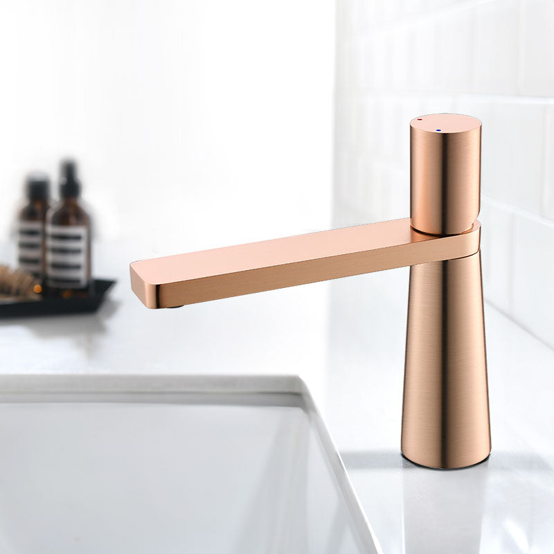 Brushed Gold Basin Faucet Brass Bathroom Mixer Tap Wash Basin Rose Hot And Cold Rose Gold Short