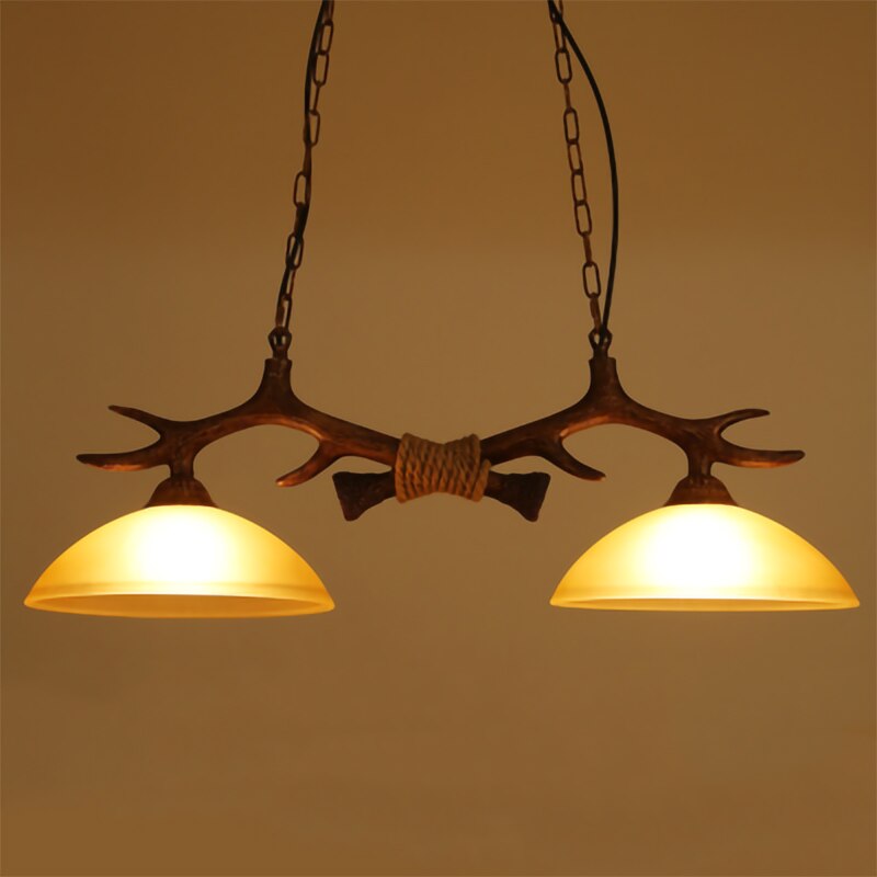 Retro Industrial Style Double Antler Chandelier Creative Resin Restaurant Droplight Lustre Cafe