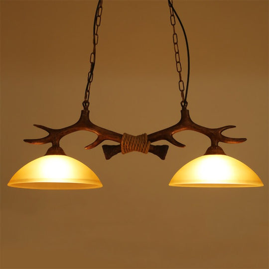 Retro Industrial Style Double Antler Chandelier Creative Resin Restaurant Droplight Lustre Cafe