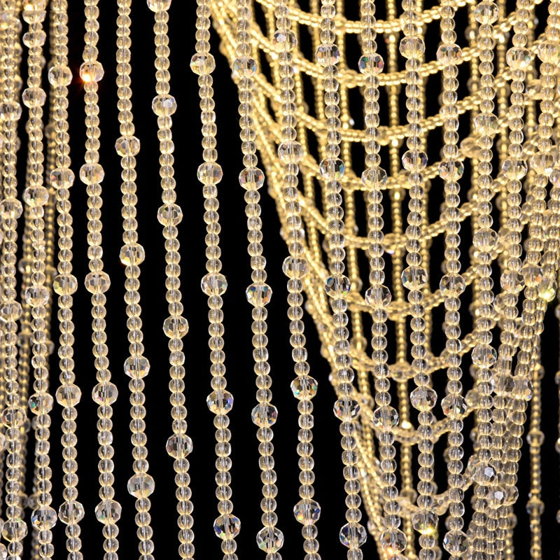 Luxury Staircase Chandelier Lighting Crystal Tassel Indoor Restaurant Lobby Cristal Lights Living