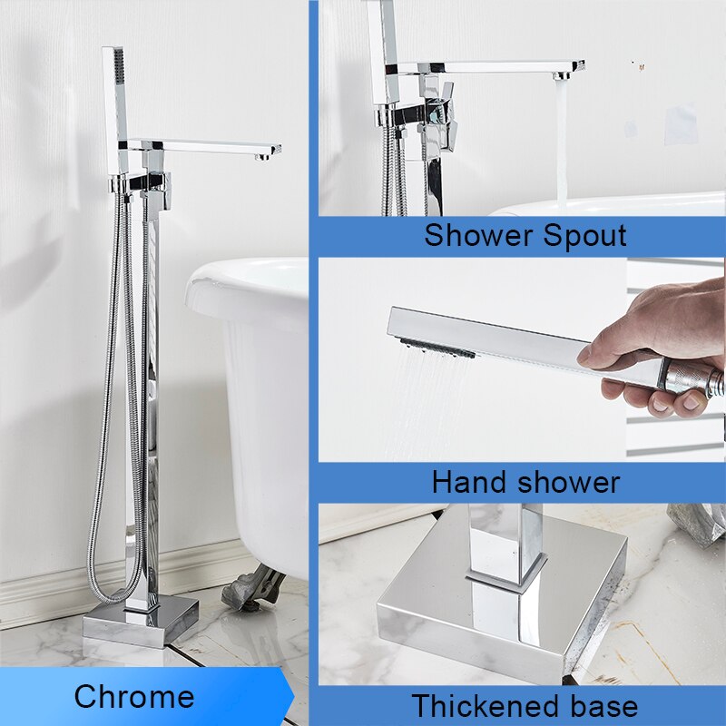 Bathroom Bathtub Faucet Black Flooring Standing Single Handle Cold And Hot Water Mixer Tap Crane
