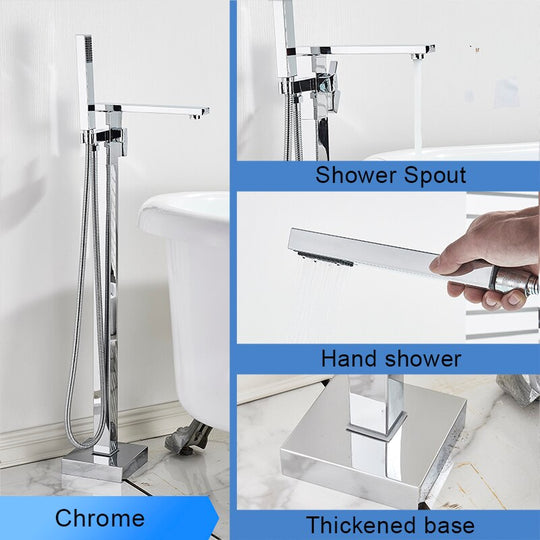 Bathroom Bathtub Faucet Black Flooring Standing Single Handle Cold And Hot Water Mixer Tap Crane