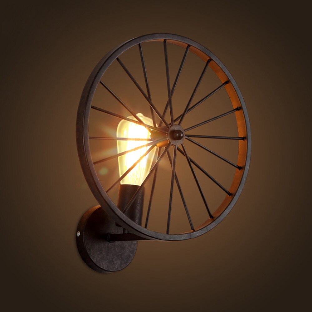 Retro Loft Vintage Wall Light Sconce Metal Wheel Industrial Lamp Lighting Fixture Cafe Bar