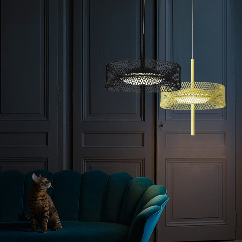 Nordic Net Pendant Light Colorful Design Deco Iron Net Pink Lamp For Living Dining Room Restaurant