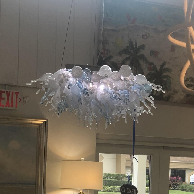 Aqua Light Fixture Designer Lamp Led Lights 100% Hand Blown Glass Chandelier Lighting Kitchen