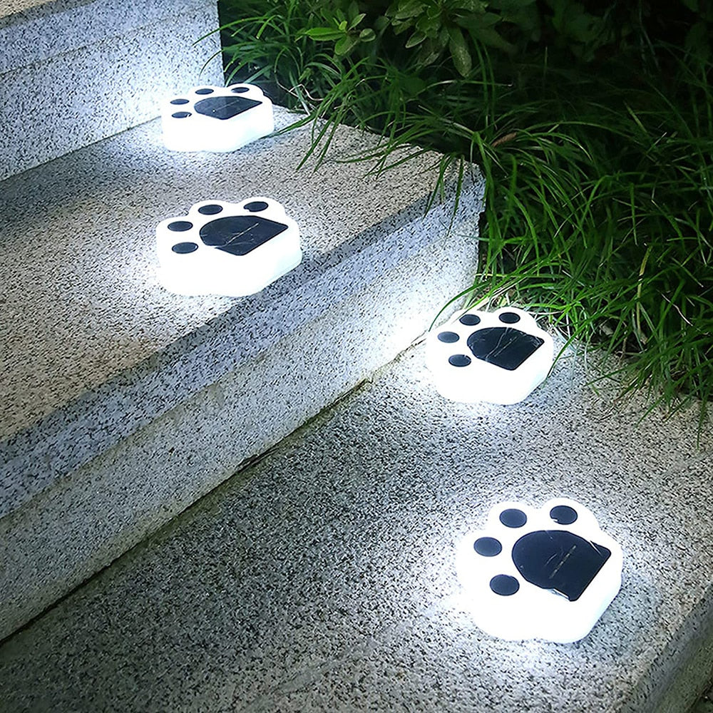 1/4Pcs Waterproof Led Solar Bear Paw Ground Light Outdoor Street Garden Wall Lamp Path Decoration