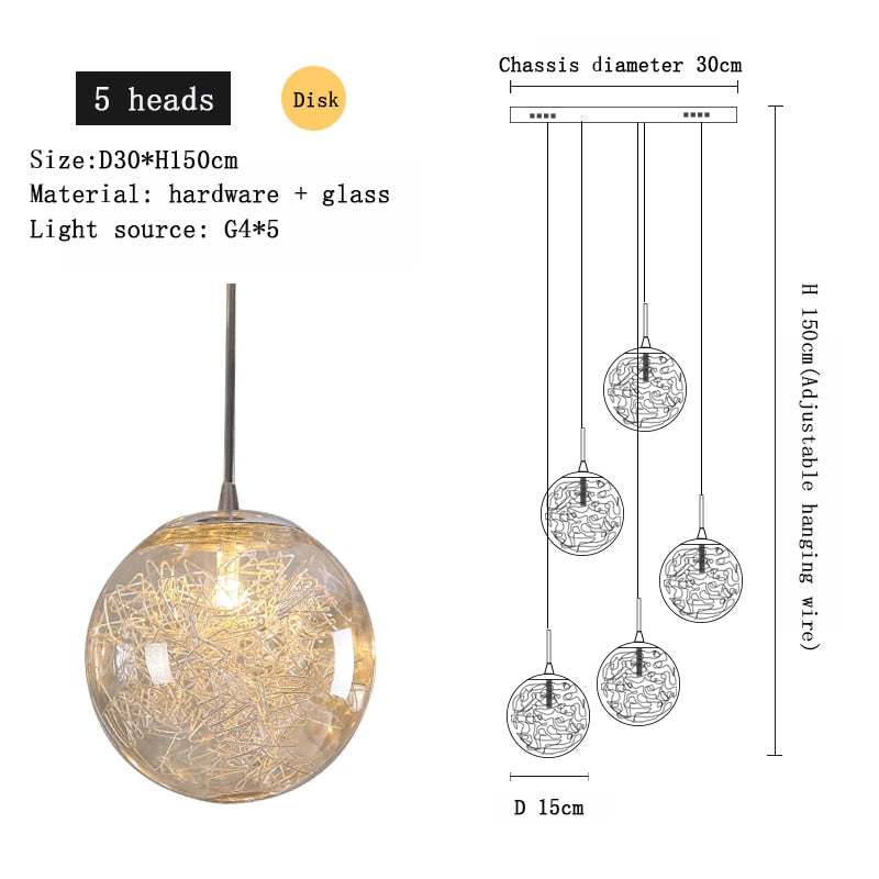 Staircase Led Chandelier Duplex Apartment Living Room Dining Glass Spherical Villa Hollow Stairwell
