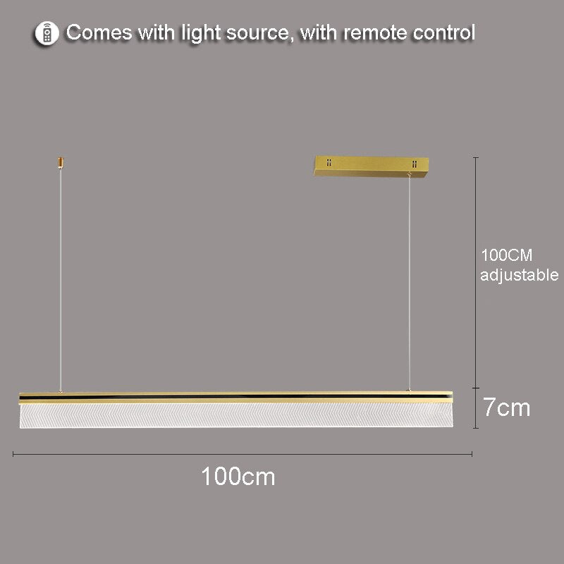 Nordic Modern Minimalist Rectangular Acrylic Dining Room Chandelier Living Iron Cord Pendant
