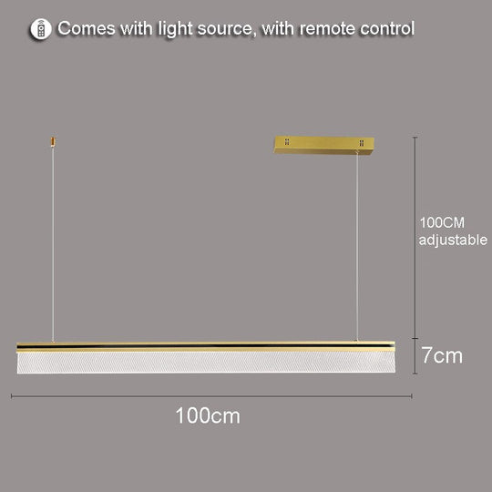Nordic Modern Minimalist Rectangular Acrylic Dining Room Chandelier Living Iron Cord Pendant