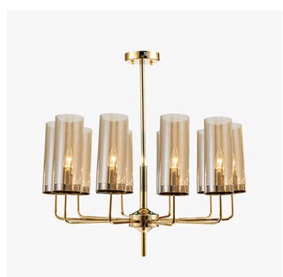 Frida - Blue Cognac Glass Led Chandeliers For Elegant Living Spaces 8 Heads / White 6000K Pendant