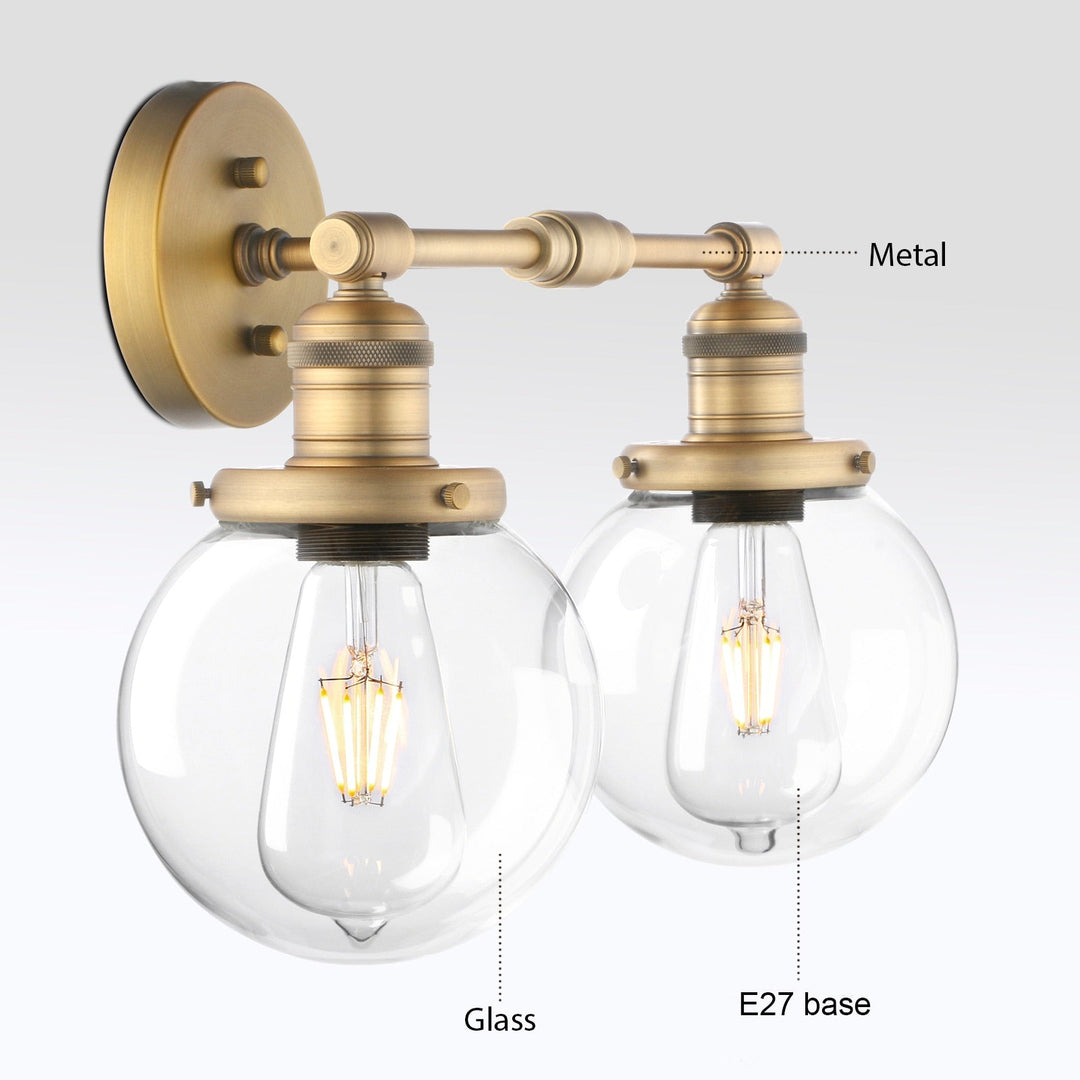 Vintage Wall Sconces With Clear Globe Glass Shade Lamp For Hallway Living Room Kitchen Dining