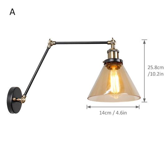Nordic Led Wall Lamp With Switch Long Pole Background Reading Rocker Glass A