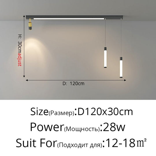 Modern Long Led Chandeliers Lamp Suitable For Bedroom Corridor And Dining Room Black Gold Frame 80