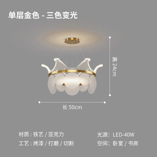 Modern Luxury Crown Chandelier Romantic Led Lustre Hanging Lamp Dimmable Pendant Lamp Living Room