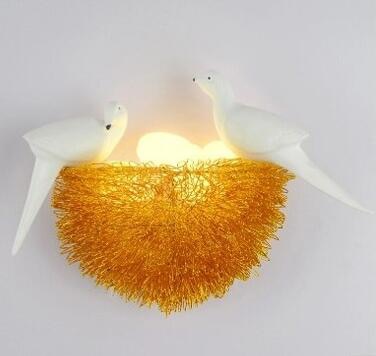 Bird Nest Led Wall Lamp Children Bedroom Study Room Restaurant Decoration Novelty Light With 3D
