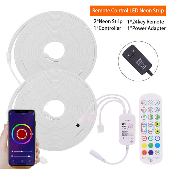 12V Rgb Led Neon Light Strip: Smart Dimmable Decor For Gazebos Tuya Wifi 2 Rolls / Eu Adapter