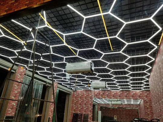 1.9X2.4M One - Step Connection Hexagon Led Light For Car Workshop Detailing Lights Ceiling