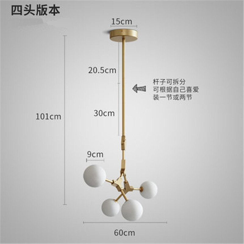 Nordic Living Room Chandelier Lighting Modern Art Dinning Room Bedroom Iron Tree Stick Hanging
