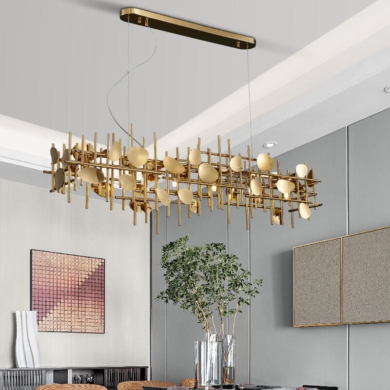 New Chandelier Contracted Geometry Long Restaurant Lighting Modern Island Hotel Luxury Lamps