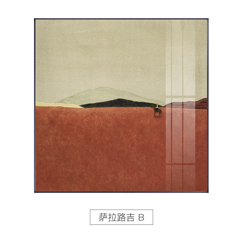 Abstract Desert Wilderness Canvas Painting Poster Print - Unique Dark Color Decor For Living Room