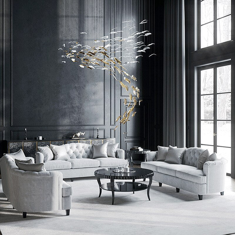 Hand Blown Glass Feather Murano Chandeliers Parts Hotel Lobby Shopping Mall Villa Ceiling