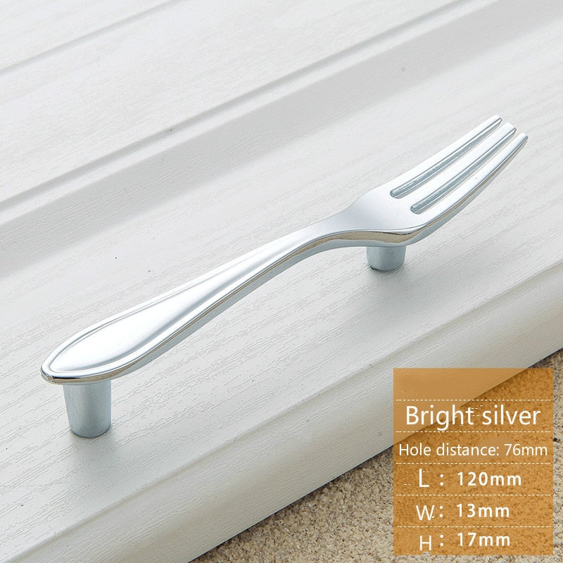 Creative Cutlery Furniture Cabinet Handle Knife And Fork Spoon Black Cupboard Kitchen Knobs Drawer