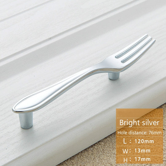 Creative Cutlery Furniture Cabinet Handle Knife And Fork Spoon Black Cupboard Kitchen Knobs Drawer
