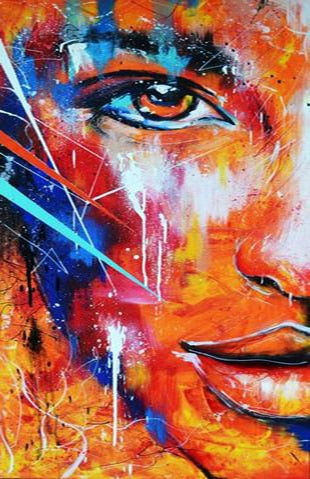 Abstract Woman Portrait Graffiti Canvas - Modern Art For Living Room Decor 40X60Cm Unframed / Jk757