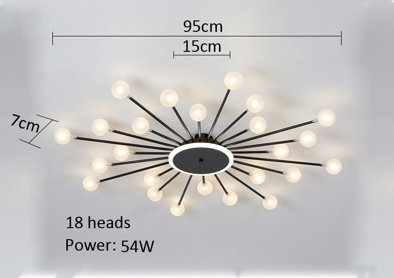 Modern Glass Ceiling Chandeliers Lighting Chandelier For Living Room Bedroom Kitchen Black/Gold 18