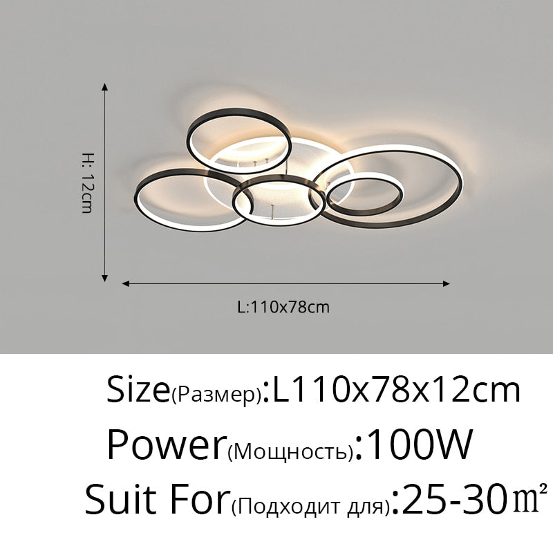 Modern Led Gold Black Chandeliers Lighting For Living Study Room Dimmable Indoor Lamps Parlor Foyer
