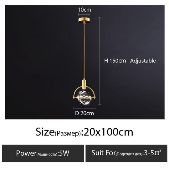 Led Crystal Chandeliers Creative Bedroom Bedside Small Hanging Lamp Home Decor Living Room Cafe